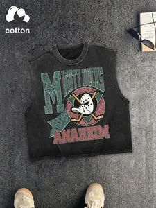 Anaheim Mighty Ducks Retro Tank Top, Washed Cotton Sleeveless Graphic Tee, Vintage 90s Hockey Streetwear, Y2K Muscle Shirt, Ice Hockey Fan Summer