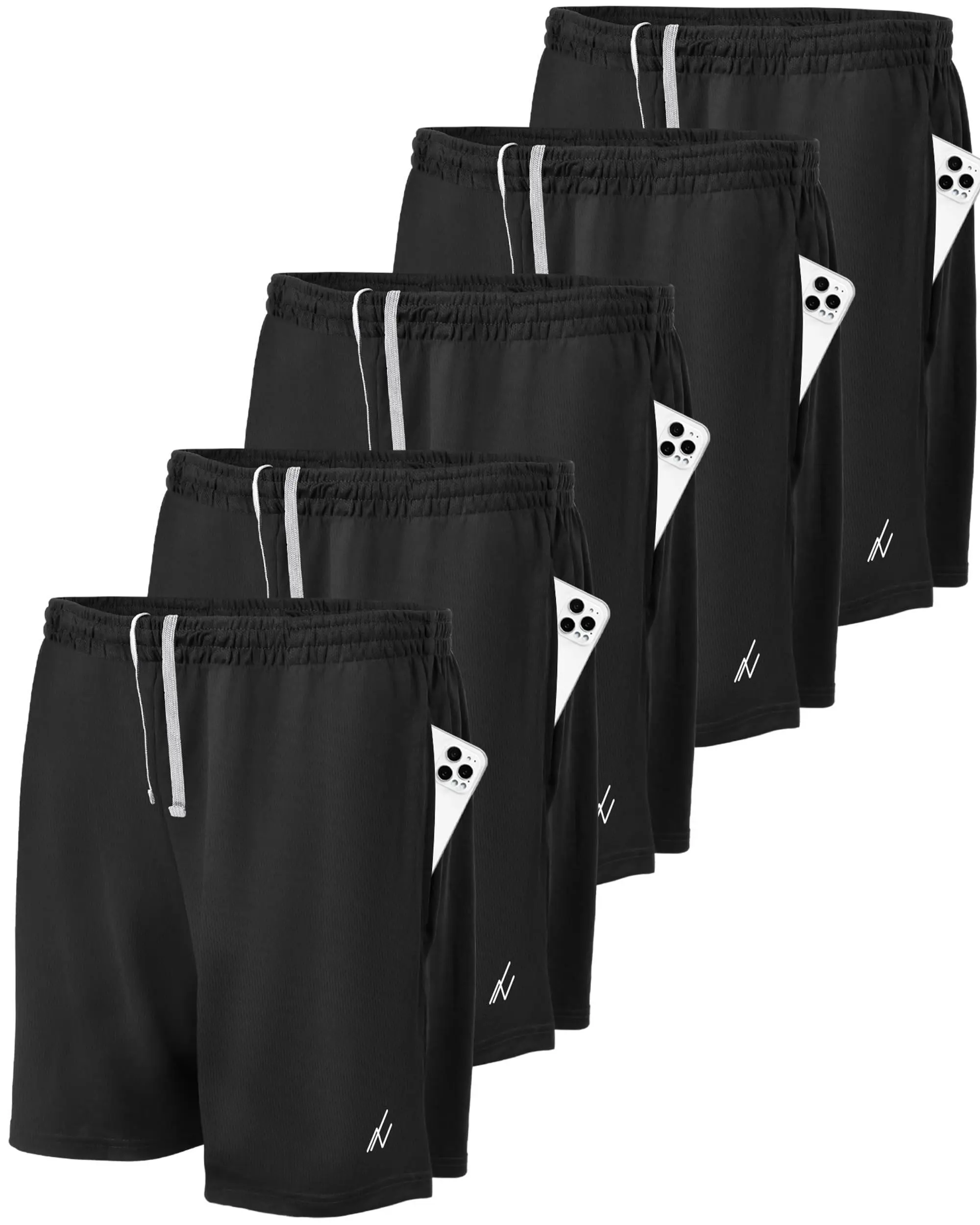 NY Threads Men's Loose-Fit Stretchable Drawstring Sports Shorts - Quick Dry, Lightweight, Soft Comfortable Transpirable, Elastic Sporty, Side Zipper Pockets, Fitness Workout Shorts for Running, Gym