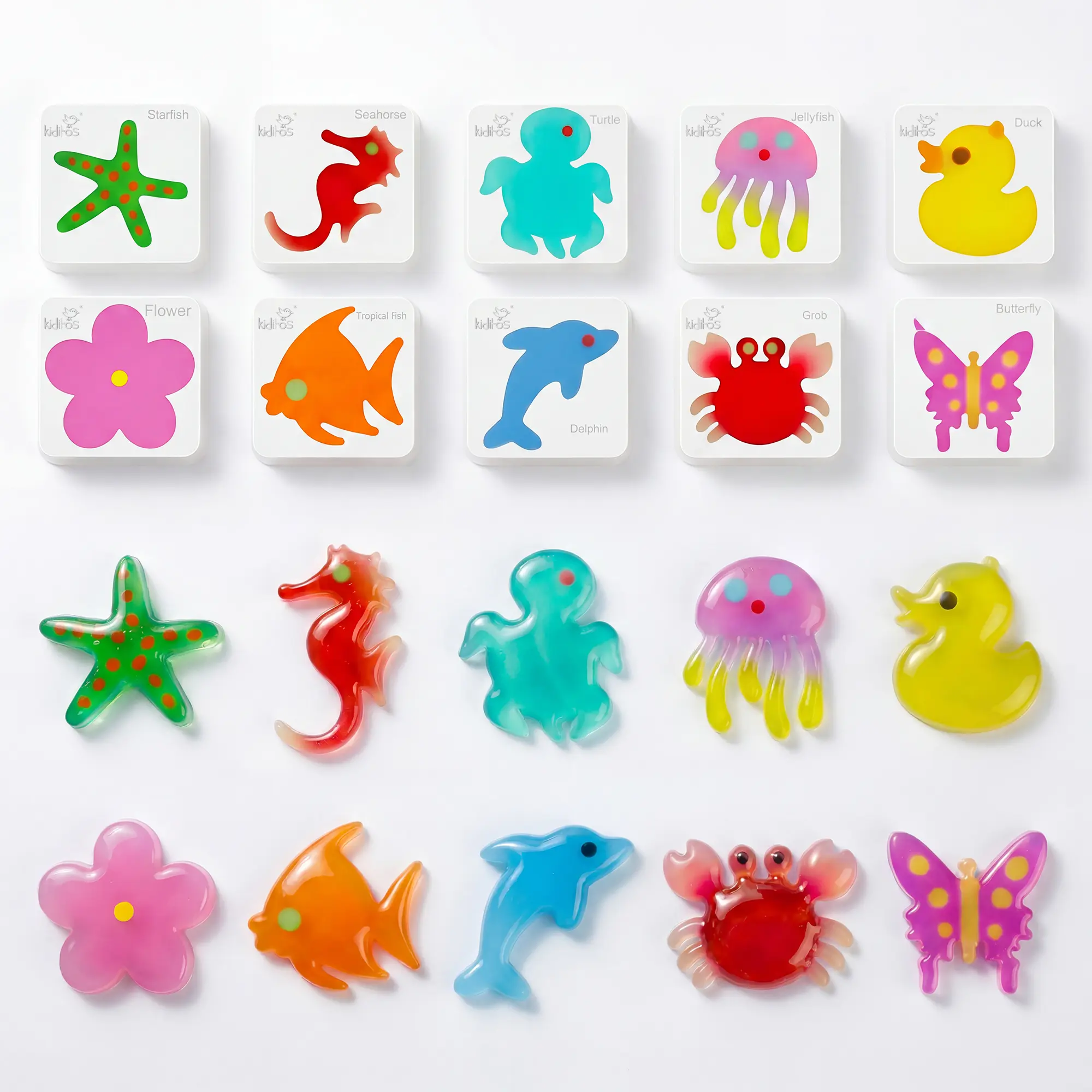 Kiditos 10 Reusable BPA-Free Plastic Molds Only, Magic Water Elf Toy Refill Replacement Accessories, NO Gel & NO Powder, DIY Kids Water Pets Craft Extra Molds, Colorful, Fine Motor Skills