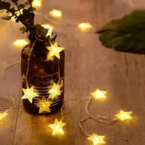 10FT 20 LED Star String Lights, Battery Operated Fairy Lights for Christmas, Party, Wedding, and Holiday Decorations, Warm White