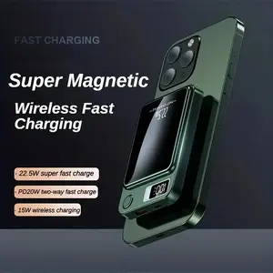 5000mah Magnetic Design Wireless Battery Power Bank, 22.5w/pd20w Fast Charging, USB/Type-C, LED Display, Compact Portable Charger for Smartphone, Mobile, iPhone/android, Outdoor Emergency Backup
