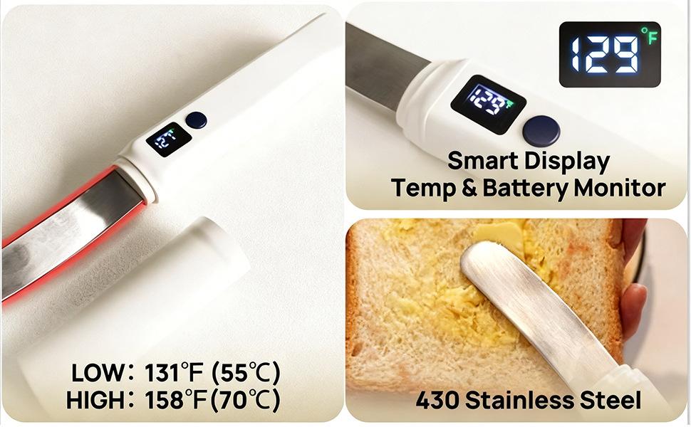 Electric Heating Butter Slicer, Heating Blade, 304 Stainless Steel Butter Knife, Bread and Toast Spreading Knife, Cream Knife, Western Cuisine Cheese Knife