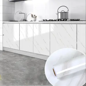 Marble Look Self-Adhesive Wallpaper Roll, Marble Backsplash Wallpaper, Kitchen Stove Top Surface Renovation Waterproof Oilproof Sticker, Removable Peel & Stick, Marble Pattern Wallpaper