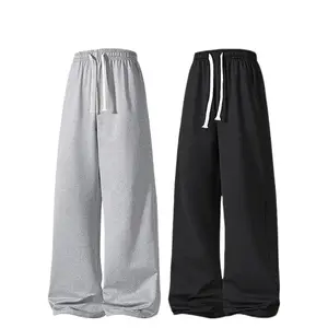 2-Pack Men’s Casual Pants for Spring/Autumn – Drapey Loose Fit, Versatile Straight Wide-Leg Design Plain Menswear