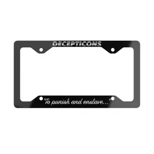 DECEPTICONS TRANSFORMERS TO PUNISH & ENSLAVE ROBOT Black License Plate Frame
