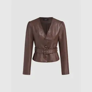 Cider [size 2-10] Faux Leather Jacket With Belt