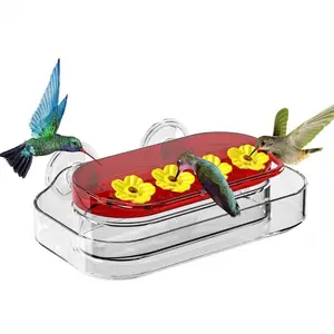 Window Hummingbird Feeder Nectar Feeder with Suction Cups, Plastic Design with 4 Feeding Ports, Ideal for Attracting Hummingbirds to Your Home