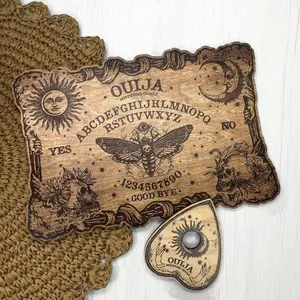 Set of 2 Gothic Wooden Spirit Boards, Soul Communication Board, Witchcraft Decor, Indoor Game, Yes No Game, Gift for Witches, Home Decoration, Family Board Games