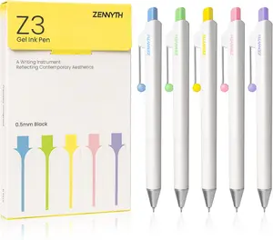 Gel Pens, 5 Pcs 0.5mm Black Ink Fine Point Pens Quick-Drying Retractable Pens with Diamond-Shaped Barrel, Smooth Writing Pens for Journaling & Note Taking