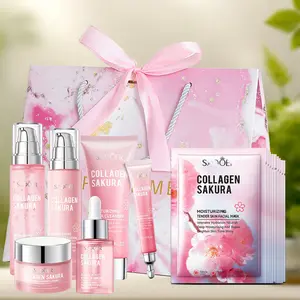 Sakura Collagen Skincare Set with Gift Bag, Moisturizing, Hydrating and Nourishing, Soft and Smooth Skin, Perfect Gift for Friends and Mom