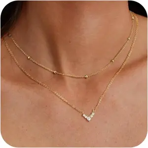 Moodear Dainty Layered Choker Necklace for Women AAAA+ Cubic Zirconia Non-Tarnish Hypoallergenic Gift Jewelry 14.9" + 2" Extender Chain - Jewellery