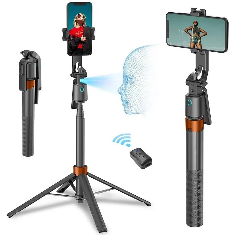 Selfie Stick Recommended for Video Recording Tiktok Live Content Creators, Smartphone Selfie Stick, Phone Auto Face Tracking Travel Tripod, Suitable for Various Scenarios, Phone Accessories