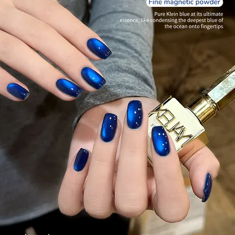 XEIJAYI Gel Nail Polish 15ml Klein Blue Magnetic Cat Eye - TPO & HEMA Free, Shimmering Light-Reflective Glossy Finish, Soak-Off UV/LED Gel for Manicure at Home or Salon, Nail Tech Supplies, M204, 24 months