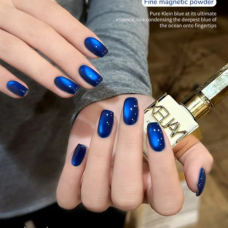 XEIJAYI Gel Nail Polish 15ml Klein Blue Magnetic Cat Eye - TPO & HEMA Free, Shimmering Light-Reflective Glossy Finish, Soak-Off UV/LED Gel for Manicure at Home or Salon, Nail Tech Supplies, M204, 24 months