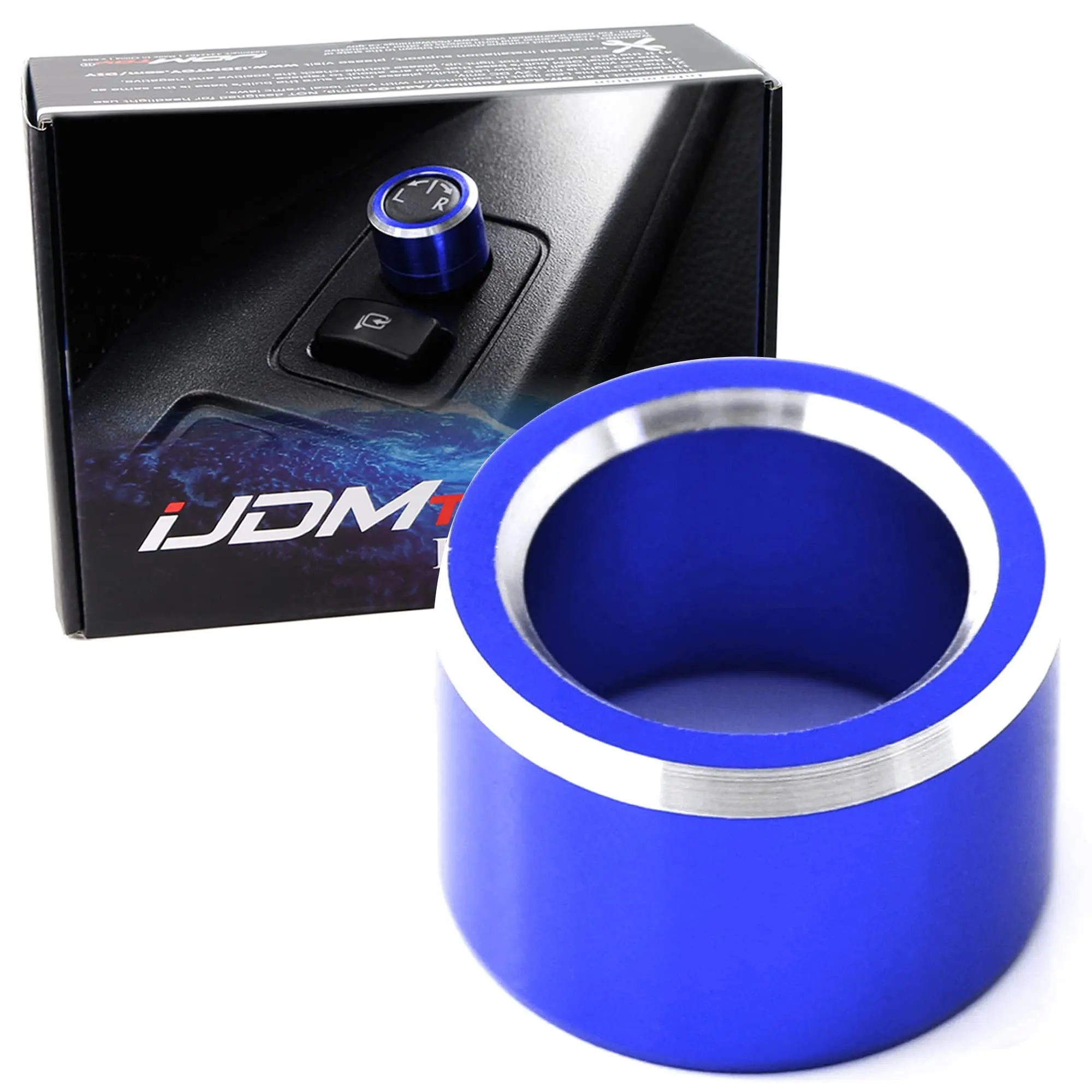 iJDMTOY Blue Anodized Aluminum Side Mirror Adjustment Button Knob Cover For Subaru WRX, STI, Impreza, Forester, XV Crosstrek, BRZ, etc
