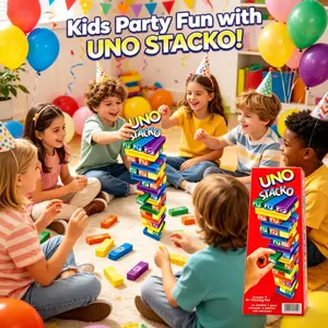 UNO Stacko Stacking Block Game by Mattel Classic Family Fun Balancing Game Interactive Party Toy for Kids Adults Blocks Tower Game
