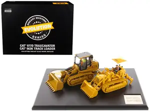 CAT Caterpillar 977D Traxcavator 1955-1960 & 963K Track Loader Current w/Operators Evolution Series 1/50 Diecast Masters