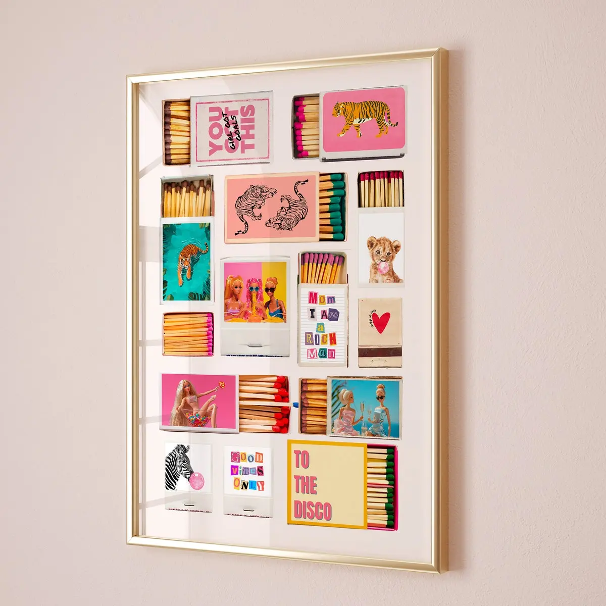 Poster Matchbox Print, Trendy Matches Poster, Retro Matchbook Wall Art, Funky Red Aesthetic Print for Apartment, UNFRAMED