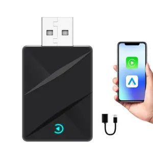 Wireless CarPlay Adapter for iPhone, Android Automatic 2-in-1 Fast&Stable Wireless Carplay Convert Wired to Wireless Apple CarPlay Adapter, Mini Size with Extension Cable USB /Type-C, Stable Control & No Delay, Black