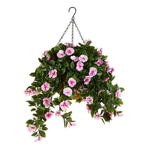 Improvements 17" Faux Pansy Flower Hanging Basket