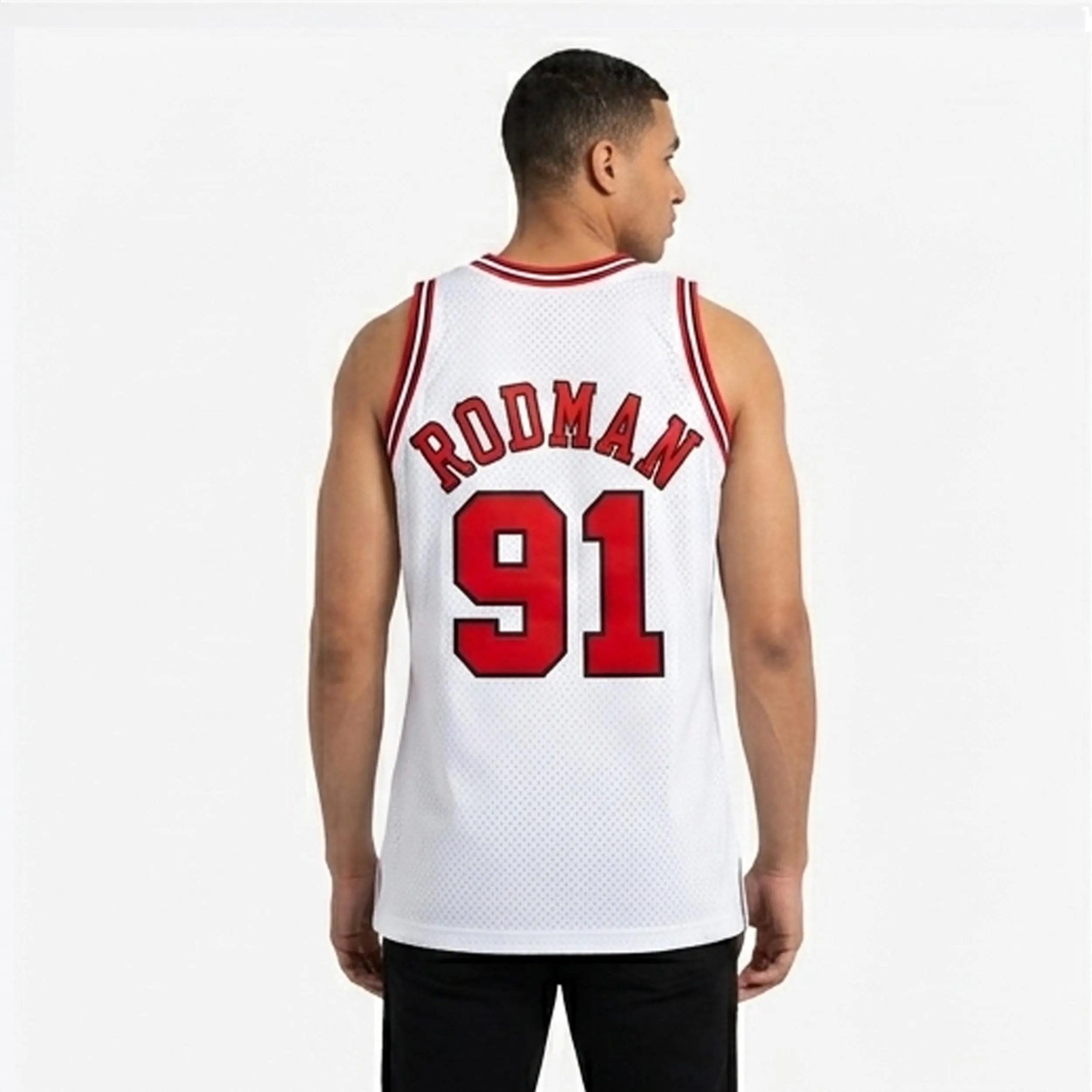 Men's New Chicago Basketball #91 Rebound King White 1997-98 Retro Fan Jersey, Sports Collectible Jersey
