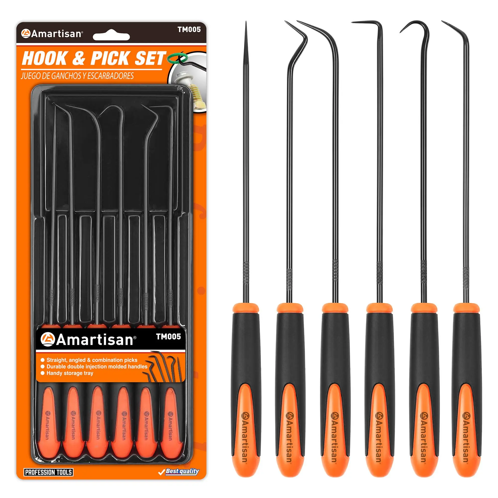 Car Oil Seal Hook Kit, 6 Counts Summer Multifunctional Precision Oil Seal Hook Set, Durable Double Injection Molding Handle, Puller Disassembly Tool,