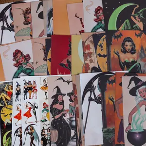 Vintage Halloween Themed Scrapbook Paper & Sticker Set, 32pcs Scrapbook Paper & 36pcs Sticker, DIY Decorative Sticker for Scrapbooking, Journal Making