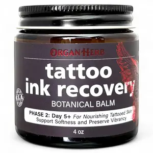 OrganHerb Organic Tattoo Balm Phase 2 – Ink Recovery Botanical Balm for Tattoo Aftercare – 4 oz