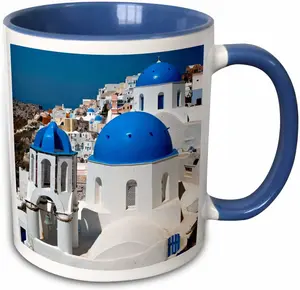 3Drose (Mug_137342_6) Oia on the Island of Santorini, Greece - EU12 DNY0010 - David Noyes - Two Tone Blue Mug, 11Oz 3dRose