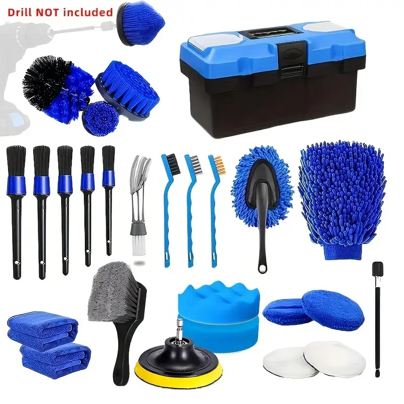 27-Piece Electric Drill Brush Cleaning Set, Durable Soft and Hard Brush Attachments for Car Polishing and Home Cleaning