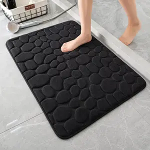 Coral Fleece Bath Mat 40×60cm Pebble Embossed Non-Slip Absorbent Quick Dry Shower Mat Soft Bathroom Carpet for Sink Shower Home Decor Use Cozy & Stylish Decorative Rug