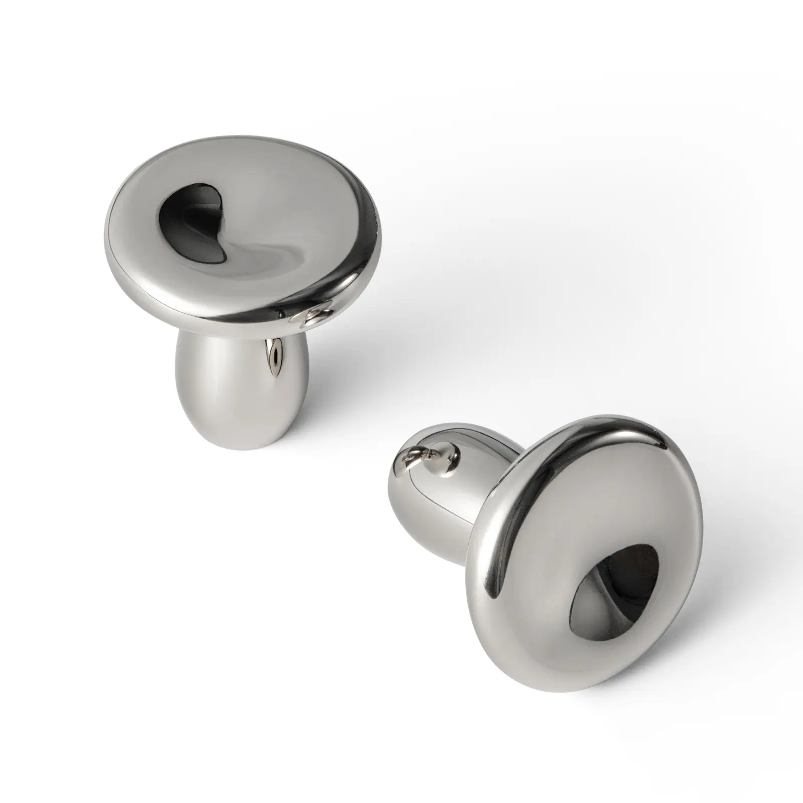 Goo-Ki Decorative Solid Brass Mushroom Pulls (2 Pack) - Titanium Silver Door Hardware, Luxurious Weighty Feel Doorknobs & Handlesets for Nursery Dressers