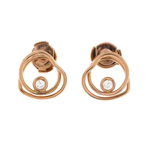 Pre-owned Hermes Vertige Coeur Stud Earrings 18K Rose Gold with Diamond TPM by Rebag