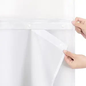 1 Pack Snap-in Shower Liner,Compatible with No Hook Shower Curtains,Removable,-Repellent & Machine Washable,70"x 66",White
