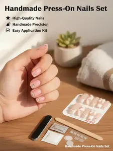 Songnailart Mystery Box - 2 Sets of High-Quality Handmade Press-On Nail Sizes XS, S, M with 20 Nail Art Pieces, Includes Nail File, Nail Jelly Tabs & Alcohol Pad