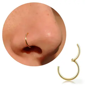 20G 18G 16G Hypoallergenic Titanium Nose Ring Hoop, Cartilage Earrings for Women Men Silver Gold Septum Ring Tragus Helix Daith Conch Lip Jewelry 6mm/8mm/10mm