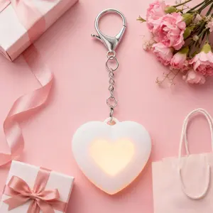 Heart Keychain Light Up Keys Bag Accessory, LED Light Wallet Purse Insert, Rechargeable Automatic Induction Flashlight, Valentine's Day Mother's Day Gift