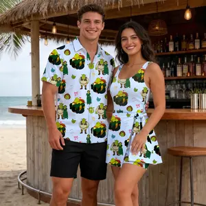 Shrrek And Princess Cartoon 2026 Vacation Couple Set Dress and Shirt Hawaii, Ogre Fairy Tale Apparel For Men Women, Matching Summer Outfits Gift Idea | 270326.R3020.ID00
