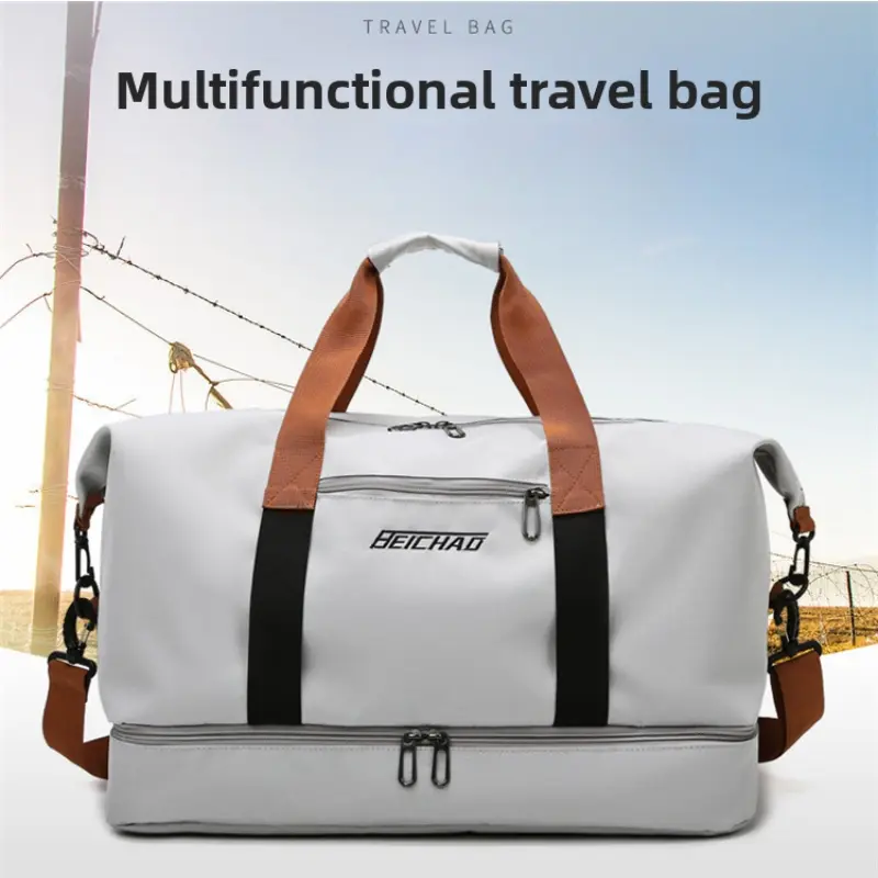 Large Capacity Travel Bag with Shoe Compartment, Portable Carry-On Sports Training Bag, Unisex, Easy to Pack Luggage for Vacation and School, Athletic Bag, Trip Bag, Multifunctional Travel Bag