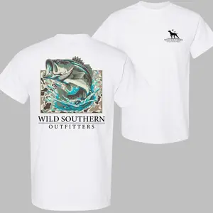 Fishing Bass Shirt, Fishing Camo T-shirt, Simply Printed Graphic Shirt, Daily Casual Cotton Womenswear, Mensewer Top, Gift For all, 100% Cotton Shirt, Trendy Shirt