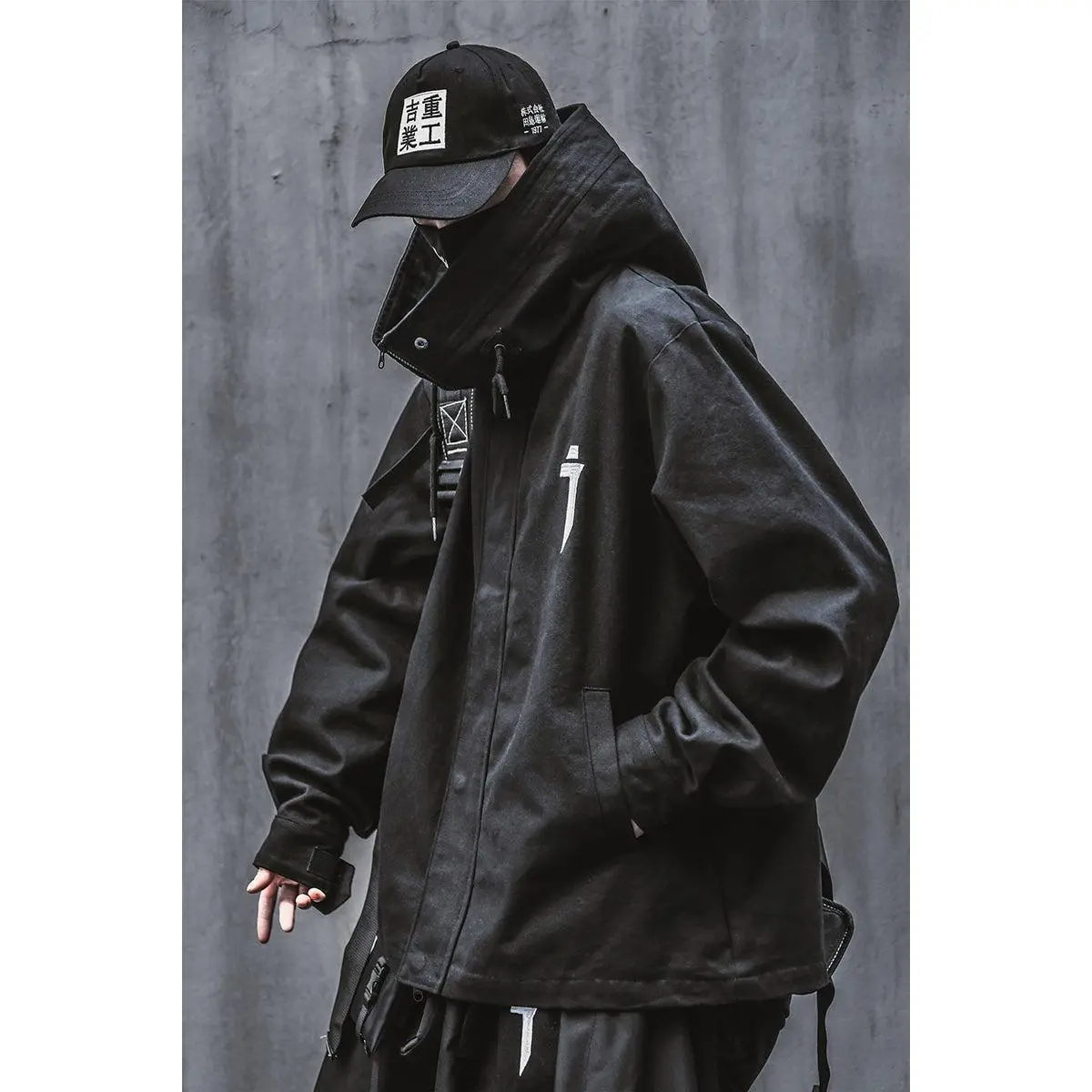 Turtleneck Hooded Zip Up Jacket For Men