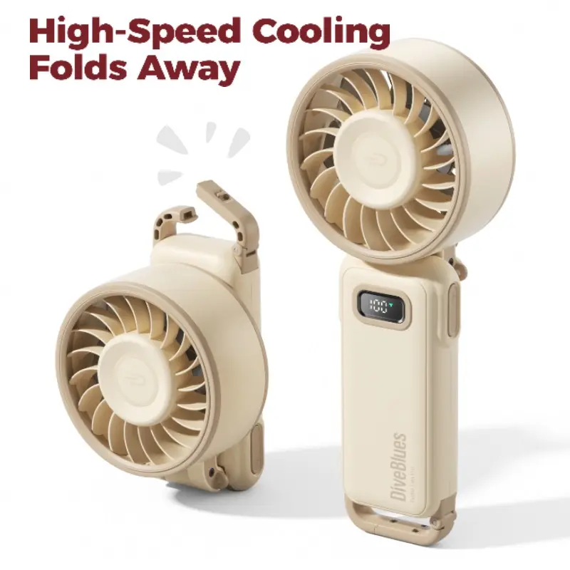 Ocoopa&DiveBlues Handheld Portable Fan - 100-Gear Wind, 3600mAh Battery-Powered, 5-in-1 Rechargeable with Air Turbo Tech, USB Cover, Magnetic Instant Heat, Temperature Levels, Long-Lasting for Outdoor Travel, Work, Father's Day Gift