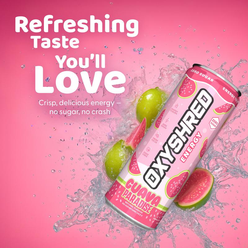 EHPlabs OxyShred Energy Drink 12 Pack 355ml Sugar Free Sport Beverage with Acetyl L-Carnitine Guarana & Green Tea Extract for Energy Boost Sports Gym Workout Training Study Work Men Women Health Fitness Supplement Flavor | New Year New Me |