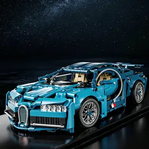 1:14 Scale Blue Sports Car Building Block Set - Pull-Back Racing Vehicle Model, STEM Educational Toy for Kids & Automotive Enthusiasts, Collectible Construction Gift for Children Development & Decoration