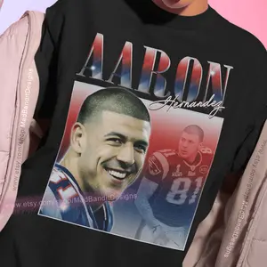 Aaron Hernandez Shirt Vintage Retro Design T-Shirt 70S 80S 90S Rocker Design Style Tee 564, Unisex Cotton Graphic Shirt