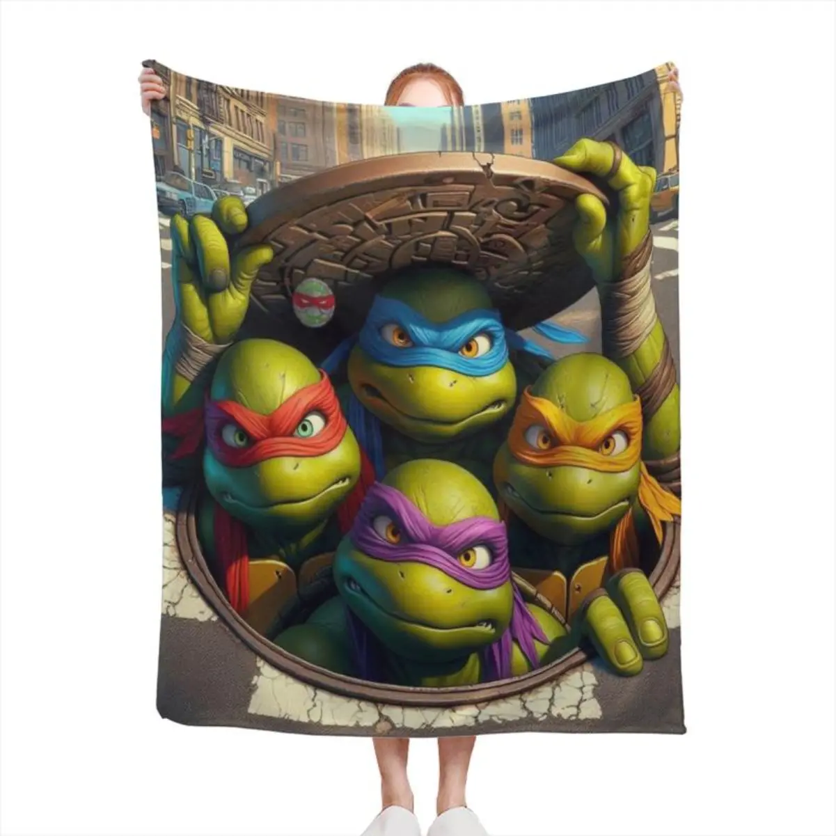 Cartoon Ninja Turtle Soft Funny Throw Blanket Print Plush Blanket,Flannel Blanket For Living Room Bedroom Bed Sofa Picnic Cover Blankets  Christmas gift Dream Weave Home