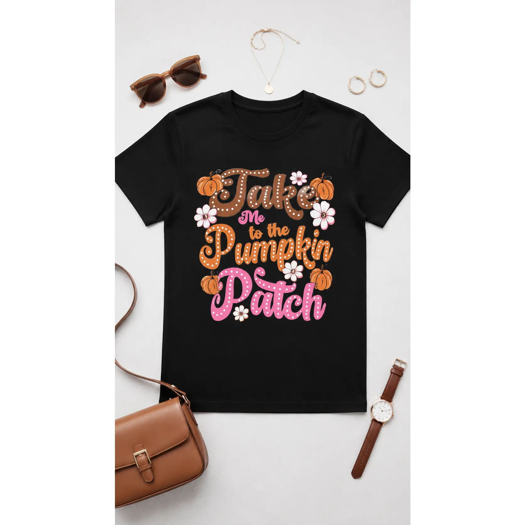 Take Me to the Pumpkin Patch Shirt for Women, Cute Fall Graphic Tee, Vintage Retro Autumn Pumpkin Patch T-Shirt, Trendy Seasonal Harvest Top