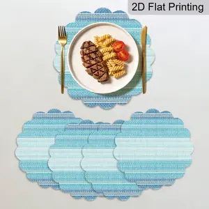 4pcs/set Blue ＆ White Gradient Texture Placemats, 2D Printed Placemats Cloud Lace, Fresh Nordic Style, Suitable for Table Decoration, Restaurants, Hotels, Kitchens, Holiday Banquet Tabletop Decoration