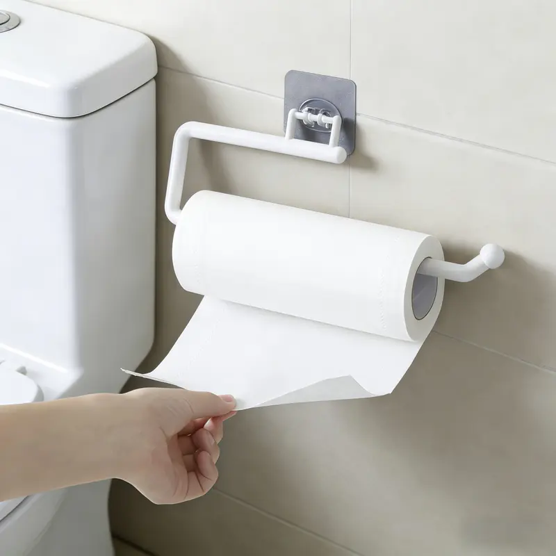 Self-Adhesive Paper Towel Holder Under Cabinet – No Drill Adhesive Paper Towel Rack for Kitchen & Bathroom – 11 Inch Wall Mount Roll Holder for Standard Rolls