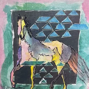 Art Print by Rachael Caskey - Titled "Horse", 4"x6" Frameless Artistic Decoration for Living Room, Hanging Collectible Photo Print